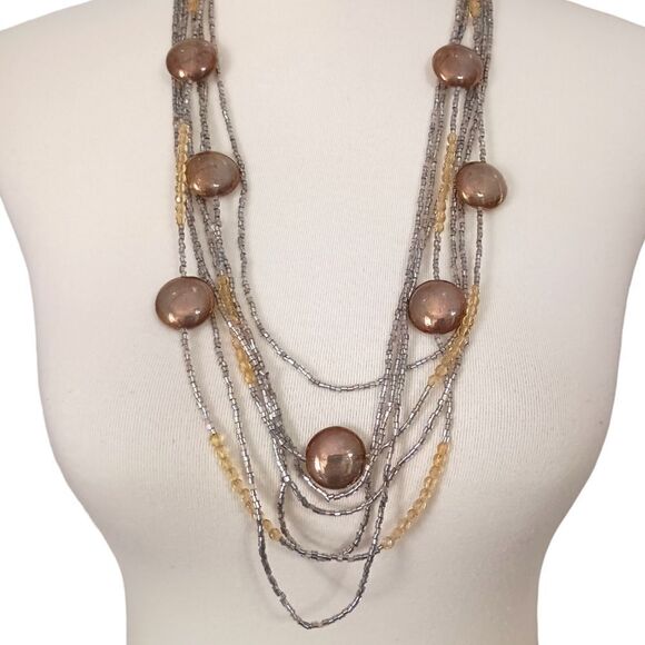 STUDIO GI Venetian Art Glass Necklace Italy Multi Strand 30" Boho Gypsy Flapper. - Picture 9 of 16